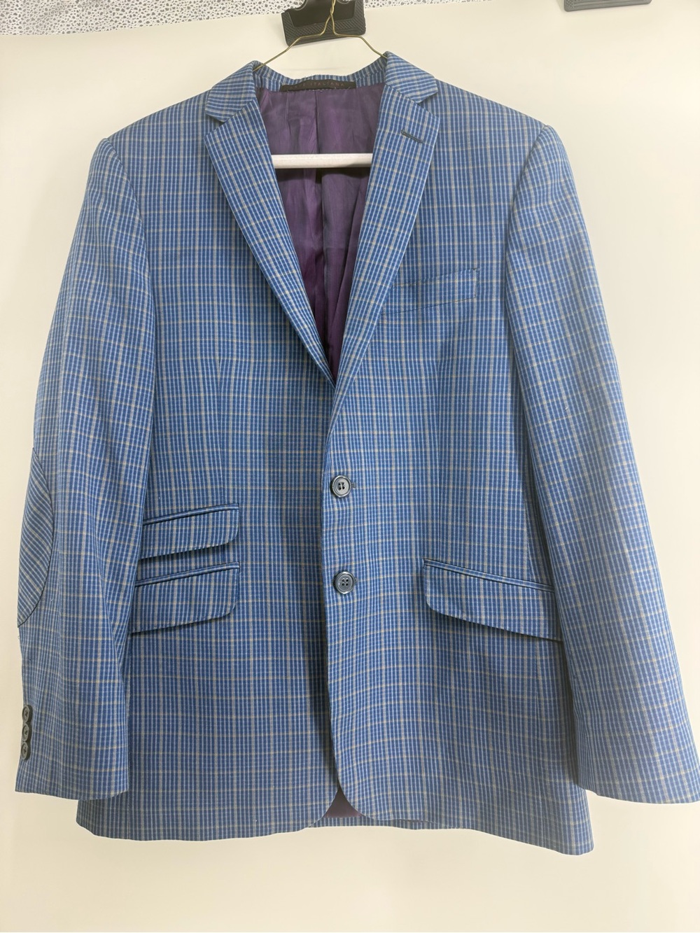 Boys Light Blue Plaid Blazer SZ 17 R By The Princeton Boys Collection